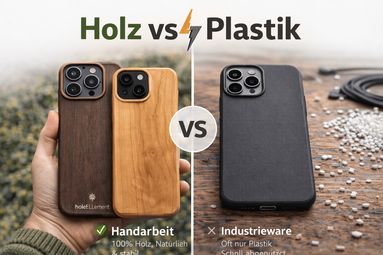 Ist eine Holz Handyhülle stabil? Der Vergleich zu Plastik & Silikon - holzELLement